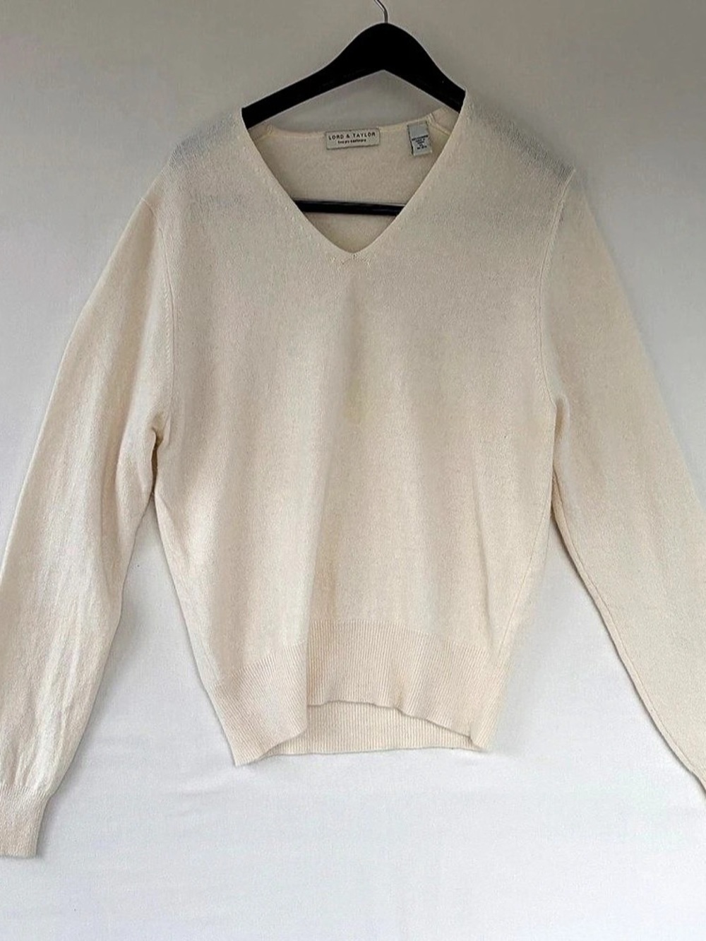 Lord & Taylor Cashmere Sweater Ivory Womens XL Off White Quiet Luxury